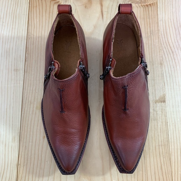 Frye Sacha Moto Shootie Red Clay Boots - Picture 6 of 9